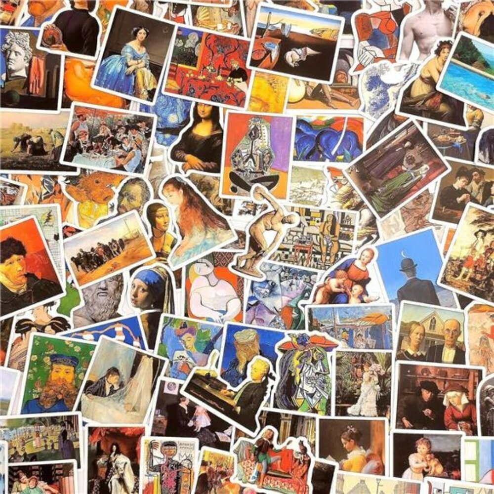 Famous Art Stickers Pack 104pcs Waterproof Aesthetic Vinyl Laptop Decals